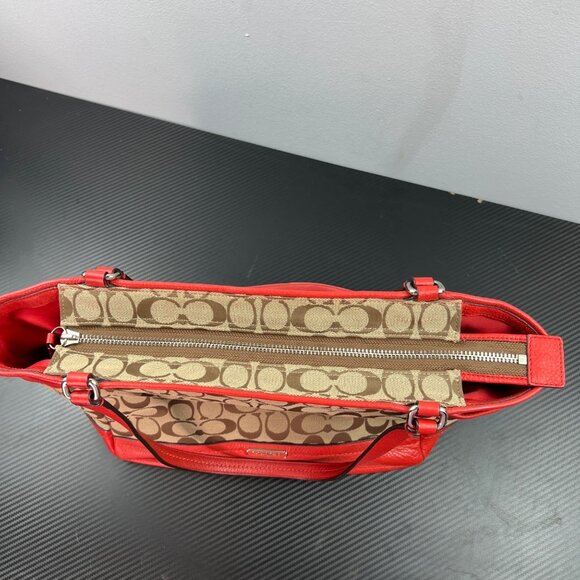 Coach 23297 Park Signature C Print Carrie Tote Shoulder Bag Purse Vermilion - Picture 14 of 16